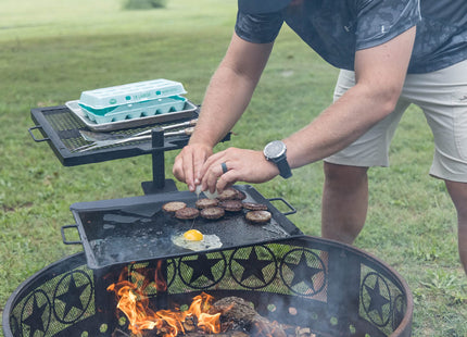GameMaker Open Fire Cooking Griddle | Adjustable Height Campfire Skillet