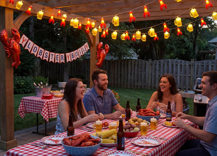 Baquler 4 Pcs 10ft 20 LED Lobster Decorations and Lobster with Beer String Lights, Crawfish Boil Party Supplies Seafood Boil Party Decorations for Summer Camping Mardi Gras Wedding Birthday Patio