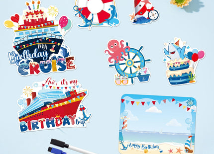7 Pcs Nautical Cake Birthday Cruise Door Magnets