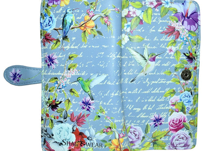 Shag Wear Hummingbird Large Wallet Blue 7"
