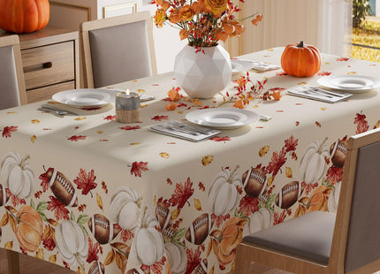 XCHI Fall Pumpkin Football Rectangle Tablecloth Decorations 60x84 Inch