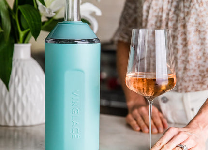 Vinglacé Wine Bottle Chiller- Portable Champagne Insulator- Stainless Steel Wine Cooler Sleeve - Keeps Wine Cold (Sea Glass)