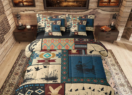 Erosebridal 7 Pieces Boys Wild Duck Fish Bedding Set Twin Size