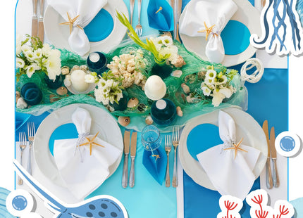 Windkream 12 Pcs Blue Series Satin Table Runner Coastal Party Decorations