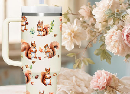 40 OZ Squirrel Tumbler with Handle.Squirrel Lover Cup Gift.40 OZ Unique Birthday Christmas Squirrel Tumblers Gifts for Women Men.