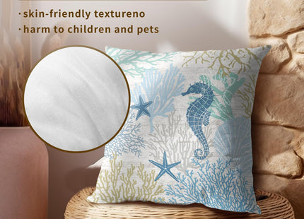 Giwawa Nautical Coastal Throw Pillow Covers 16X16 Inch Set of 2 Ocean Seahorse Decorative Pillow Cushion Cases for Sofa Couch Bedroom Home Decor