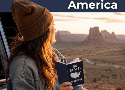 50 States Passport & Travel Journal - Track States Visited with Flag Stickers and US Travel Map - Gift for Travelers