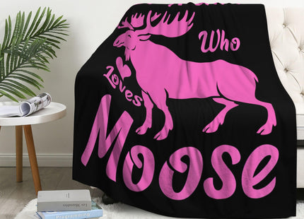 Moose Fleece Throw Blanket Wildlife Theme Blankets Gift Room Decor 40"x50"