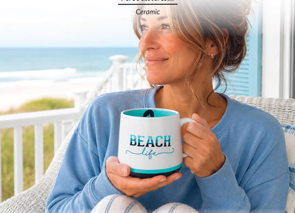 Pavilion Gift Company - Beach Life - Flip Flops - 18 oz Waterfront Ocean Seaside Coastal Tea Cup Coffee Mug Drinkware Outdoorsy