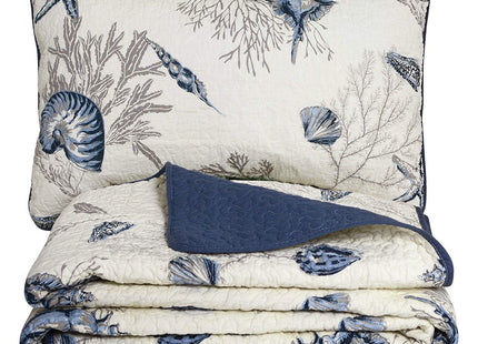 Brandream Ocean Comforter Sets Twin Size 100% Cotton Lightweight Quilt Set Coverlet Sets Navy Coastal Bedding Twin XL 2-Piece