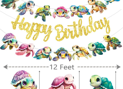 Sea Turtle Birthday Banners - Turtle Party Decorations for Ocean-Themed Celebrations