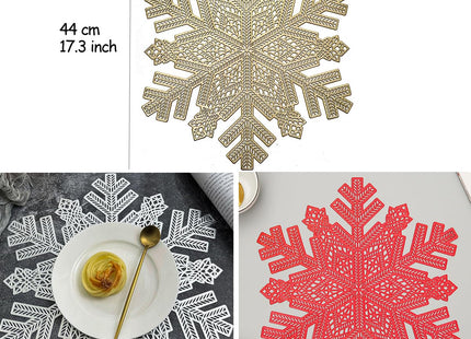 SIPLIV Christmas Placemats Set of 6, Heat Insulation Snowflake Placemats Table Mats Hollow Out Coasters Placemat for Dining Table Halloween Decoration - Snowflake Shape