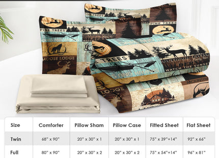 WeCozy Queen Comforter Set with Sheets, 7 Pieces Deer Bear Bedding