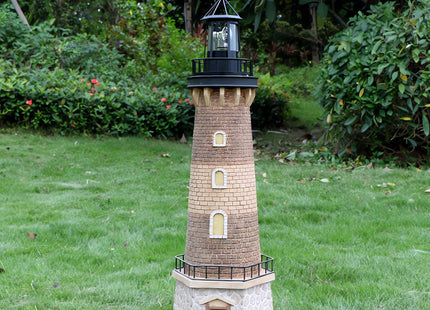 Solar Lighthouse Rotating Light - 360 Degree Light Houses Lamp For Yard, IP65 Waterproof Durable Lighthouse Lamps Towers Statue Lights For Outdoor Garden Pathway Patio (Black -Large - Style B)
