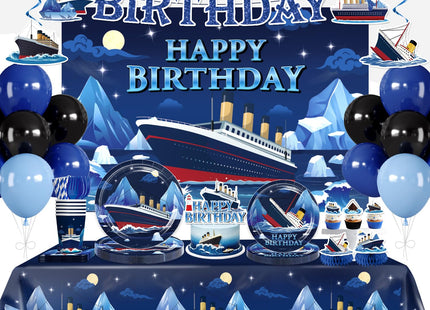 210pcs Xynic Nautical Birthday Decorations Tableware Set, 25 Serves