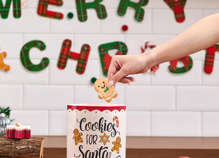 Bico Gingerbread Man Cookies For Santa Ceramic 9 inch Air Tight Storage Jar, Dishwasher Safe, for Christmas Eve