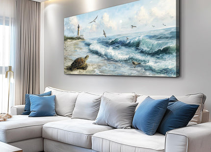 ZUITINGHUA Canvas Wall Art for Living Room Large Wall Decor for Office Bedroom Decorations Coastal Sea Turtle Lighthouse Landscape Pictures Artwork Room Wall Mural Aesthetic Home Decor 30x60 In4