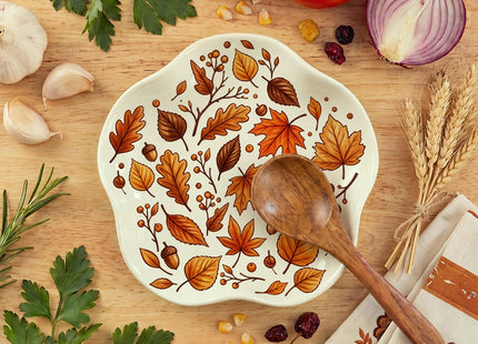Acellegic Ceramic Spoon Rest for Stove Countertop 5.3 Inch, Autumn Leaves