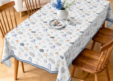 Arquiel Seashell Tablecloth 55 x 70 Inch Rectangular, Coastal Style
