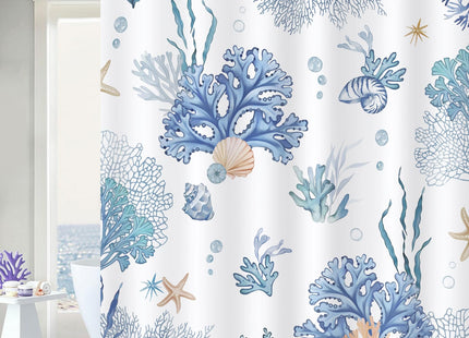 Bonhause Nautical Coastal Shower Curtain, 72x72 Inch, Waterproof Polyester