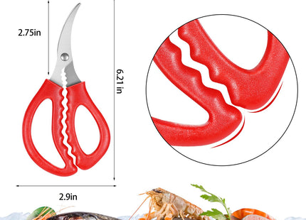 Gisafai 12 Pcs Kitchen Seafood Scissors for Crab Bulk,Leg Scissors Multifunctional Stainless Steel Shears Crab Leg Crackers Fish Shrimp Lobster tools for Kitchen Seafood Peeling