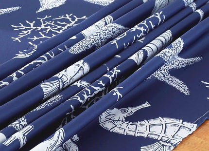 Honellaty Navy Blue Nautical Starfish Rectangle Tablecloth, 60 x 84 Inch