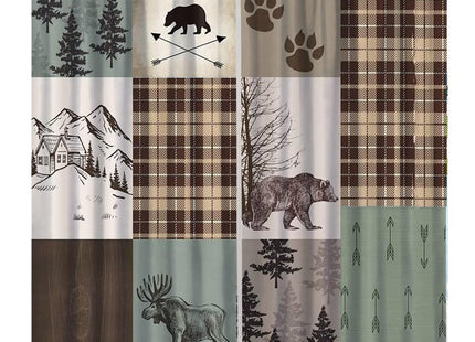 Retro Rusticd Cabin Curtains, Lodge Bear Moose Deer Wildlife Country Forest Thermal Insulated Drapes Darkening Window Curtain for Girls Boy Bedroom Living Room 42x45 Inch