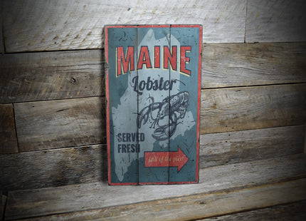 Maine Lobster Served Fresh - HandMade Rustic Wood Sign - 22" x 38", Ships USA Only