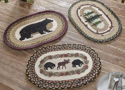 BLACK FOREST DECOR Bear & Moose Braided Jute Placemat 19" Wx13 L