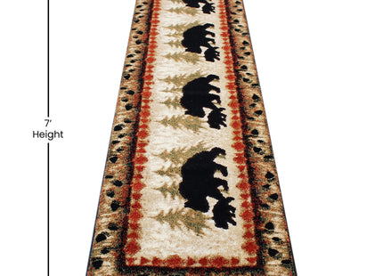 Masada Rugs, Cabin Lodge Area Rug Bear and Cub Scene (2 Feet X 7 Feet 3 Inch) Runner
