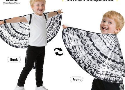 Double-Sided Bird Costume Owl Eagle Wings and Mask for Kids (Snowy Owl)