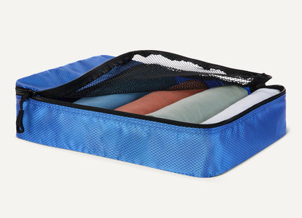 Amazon Essentials 4-Piece Packing Cubes Travel Accessories Set, Space-Saving Luggage Organizer with Double Zipper, Mesh Top, 2 Medium/2 Large, Blue (Previously Amazon Basics)