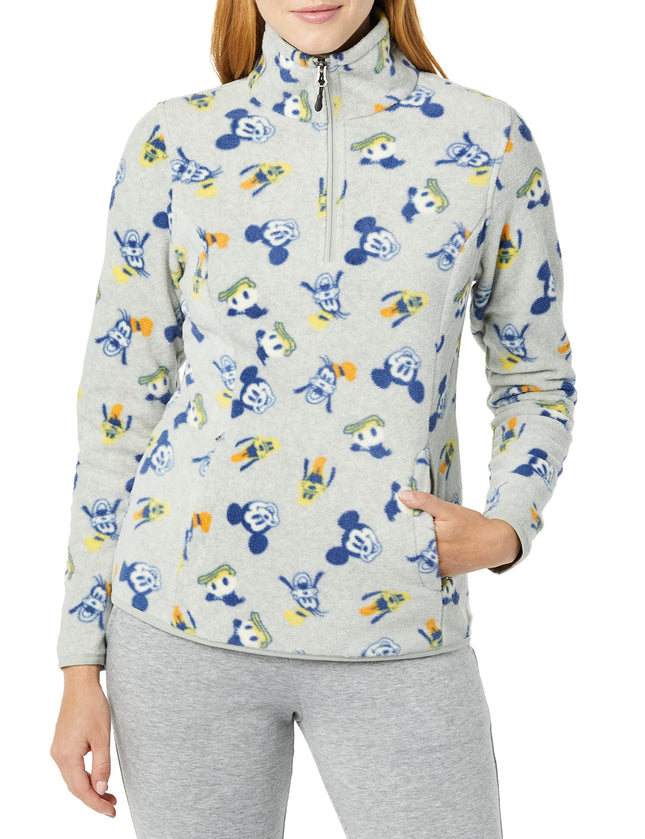 Amazon Essentials Disney | Marvel | Star Wars | Princess Women's Soft Polar Fleece Quarter-Zip Mock Winter Jackets, Mickey and Friends, X-Large