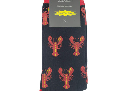 SockFly Fresh Lobster Dress Socks Funny Novelty Crazy Fun Design Men Size 8-12 Cotton Casual Crew Colorful Funky Fancy Socks Gift for Men
