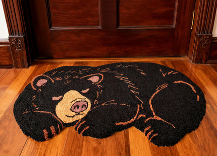 EZ.enjoy Shaped Black Bear Hand-Hooked Accent Rug 32x17 Inches