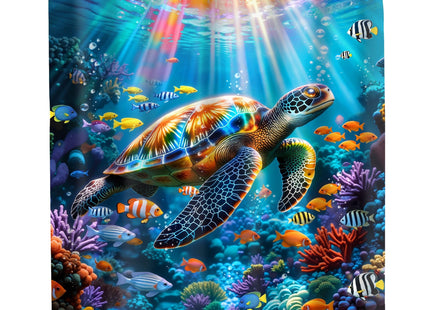 Mitpok Sea Turtle Shower Curtain Ocean Beach Coastal Fish Bathroom Decor