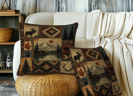 Firmiso Rustic Cabin Throw Pillow Covers 18x18 Set of 2｜Moose Decorative Cushion Covers for Couch Sofa Bed Patio｜Southwestern Woodland Pillow Cases｜Lodge Mountain Home Decor