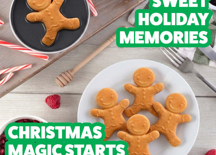 Gingerbread Man Mini Waffle Maker- Festive 4" Electric Waffler Iron