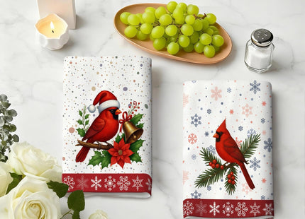 Christmas Kitchen Towels, Cardinal Winter Kitchen Decor Dish Towels Set Of 4, Cardinal Gifts for Women Friends Mom Wife, Absorbent Holiday Tea & Hand Towel Dish Cloths for Drying Baking Cooking