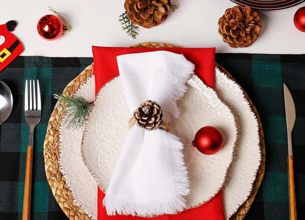 Kalopro Christmas Napkin Rings Set of 6, Farmhouse Pinecone Napkin Ring Holders for Festive,Holiday, Party, Dinning Table Decor (Pinecone)