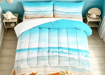 FUYEUN Beach Ocean Comforter Set Full, Seashell Starfish Bedding for Teens