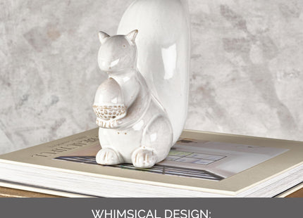 Elements White Squirrel Ceramic Figurine, 7.68x3.23x7 Inch
