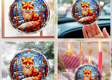 Fox Stained Glass Ornament - Christmas Tree Decor, Fox Ornaments for Christmas Tree, Gift Exchange