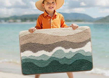LUMI Coastal Bathroom Rug Soft Microfiber Absorbent Bath Mat 20x32