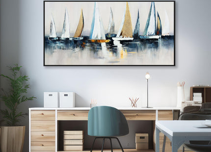 Canvas Wall Art Abstract Wall Decor Sailboat Picture Framed Artwork Modern Aesthetic Suitable for Living Room Bedroom and Office Home Wall Decor 20"x40"