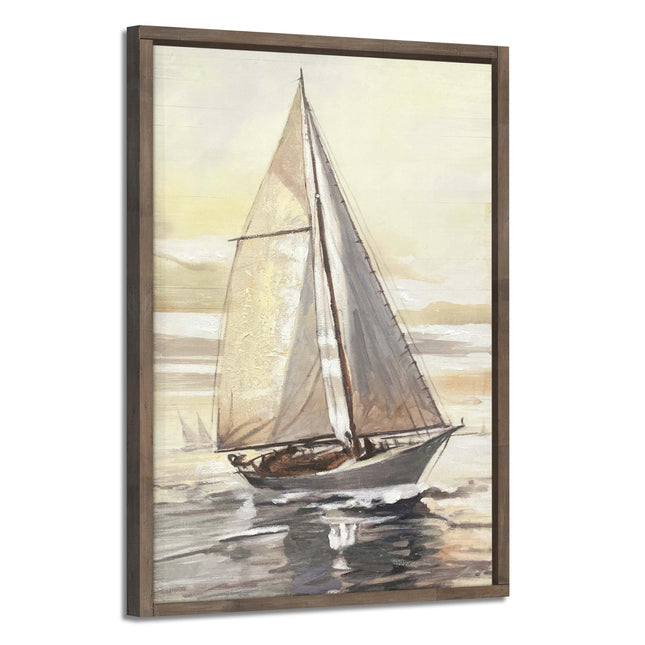 ARTISTIC PATH Rustic Nautical Sailboat Wooden Framed Wall Art, 24x36 Inch