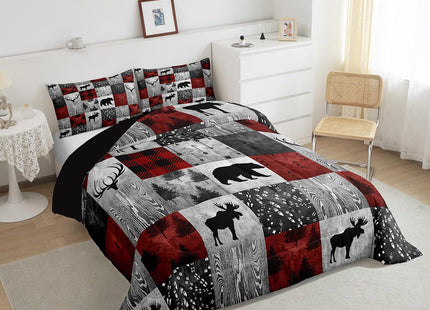 Erosebridal Rustic Deer Bear Comforter,Farmhouse Moose Bedding Twin
