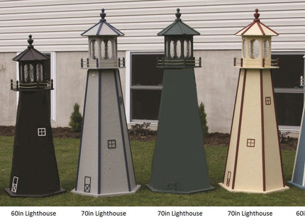 Backyard Crafts Amish-Made Lighthouse in Lancaster Green with White Trim, 29" Tall
