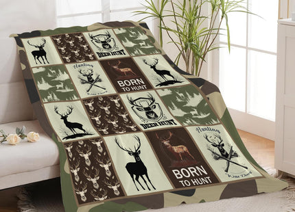 Deer Hunting Blanket Hunt Deer Throw Blanket Gifts for Girls Women Kids Boys Adults Men Super Soft Cozy Plush Fluffy Fuzzy Fleece Blanket Home Decor 40''X50''
