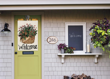 AVOIN colorlife Welcome Christmas Pinecone Berry House Flag 28x40 Inch
